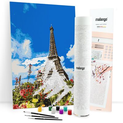 Painting by numbers - Eiffel Tower in a sea of flowers