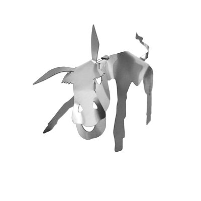Design manufactory stainless steel sculpture - donkey - pop-up 3D figure to tinker yourself