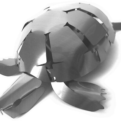 Designmanufaktur Edelstahl Skulptur - Schildkröte - Pop-up 3D Figur zum selber basteln