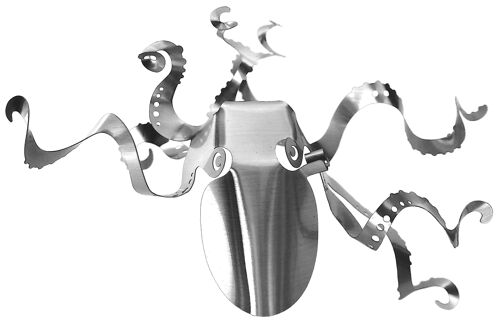 Designmanufaktur Edelstahl Skulptur - Oktopus - Pop-up 3D Figur zum selber basteln