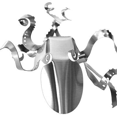 Design manufactory stainless steel sculpture - octopus - pop-up 3D figure to tinker yourself