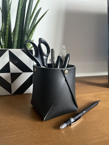 Pot à Crayons "Designer" - Cuir Noir 2