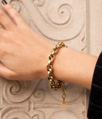 Bracelet chaîne large torsadée Loren Or | Bijoux faits main en France 4