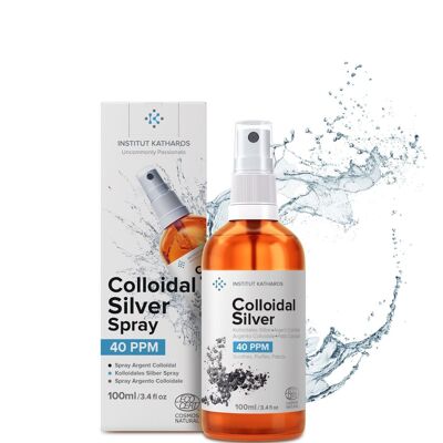 Plata Coloidal Calidad Superior Botella 100 ml 40 PPM (EMBALAJE EN INGLÉS) - 100% Natural, Certificado Ecocert Cosmos Natural