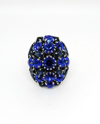 ADDICTED2 - Bague AMELIA strass bleu nuit 1