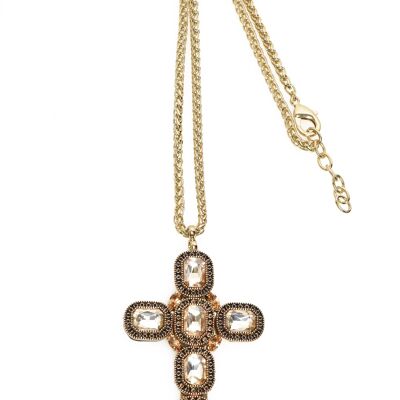 ADDICTED2 - Collier croix ARTEMIDE avec Swarovski doré