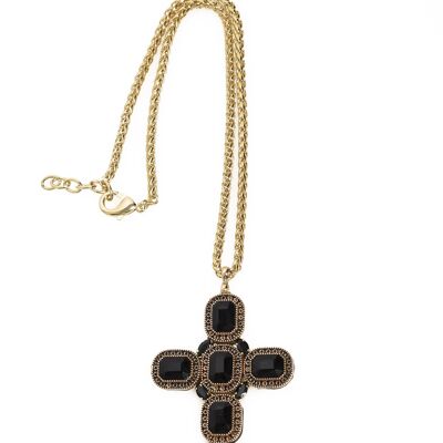ADDICTED2 - Collier croix noire ARTEMIDE avec Swarovski noir