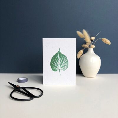 Tree leaf print greeting card | common lime tree leaf