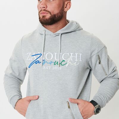 Mens Neon EMB Hoodie - Grey