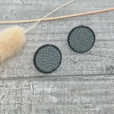 Earrings - Marith - stingray leather - black/grey2