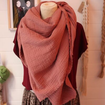 chèche, scarf in triple gauze - pink clay
