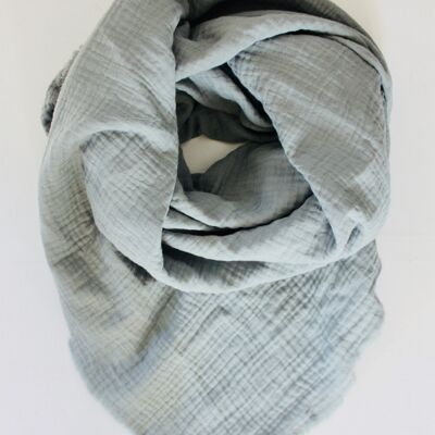 chèche, scarf in triple gauze - gray blue