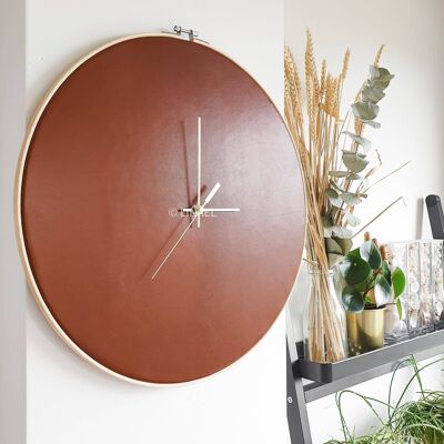 RELOJ DE PARED DE CUERO – XL – MARRÓN COGNAC