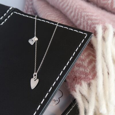 Peaceful rhodium silver heart necklace