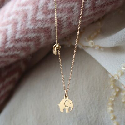 Golden silver peaceful elephant necklace