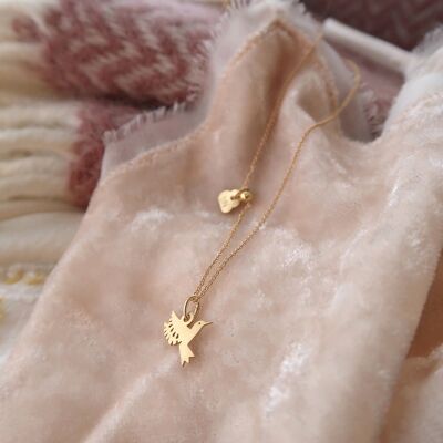 Kolibri-Halskette friedliches Silber-Gold