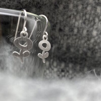 Rhodium silver peaceful flower earrings