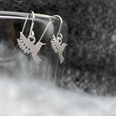 Peaceful rhodium silver hummingbird earrings
