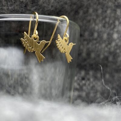 Hummingbird peaceful silver gold earrings