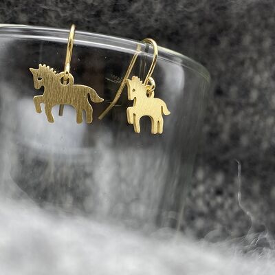 Horse/unicorn peaceful silver gold earrings