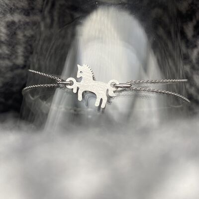 Peaceful rhodium silver horse/unicorn bracelet