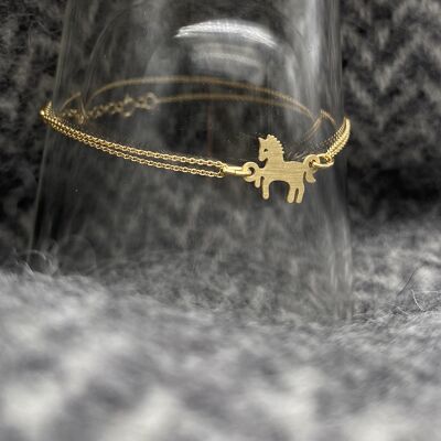 Pferd/Einhorn Armband friedlich silber gold