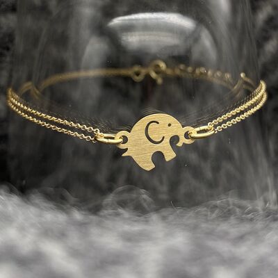 Golden silver peaceful elephant bracelet