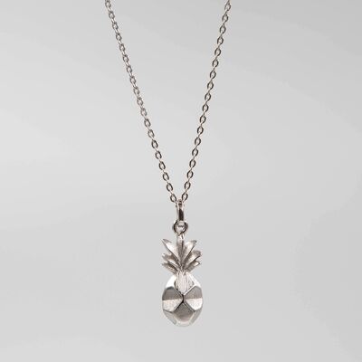 Rhodium silver origami pineapple necklace