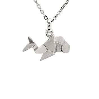 Collier baleine origami argent rhodié