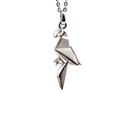 Origami-Papagei-Halskette aus Rhodium-Silber