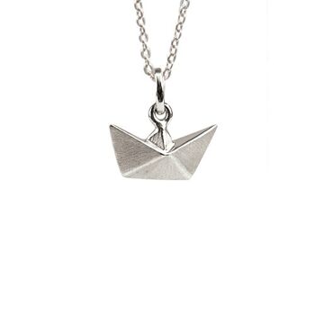 Collier bateau origami argent rhodié