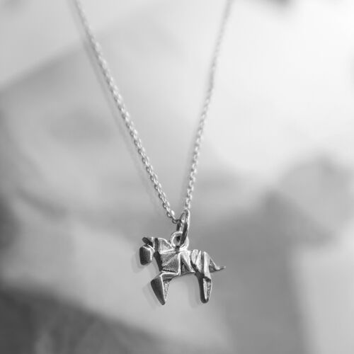 Collier mini cheval origami argent rhodié