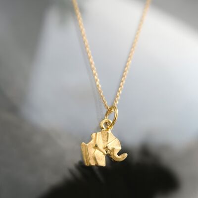 Gold silver mini origami elephant necklace