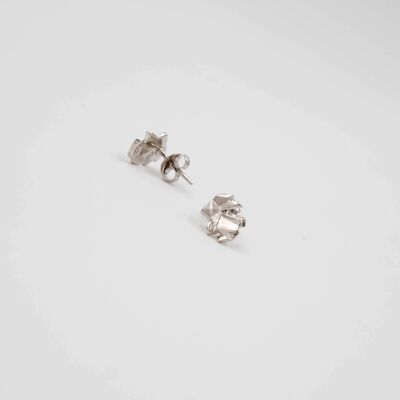 Rhodium silver origami rabbit earrings