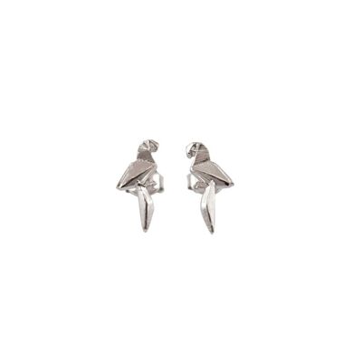 Pendientes loro origami plata rodio