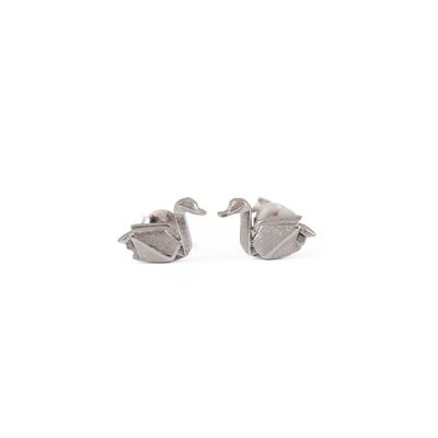 Pendientes cisne origami plata rodio