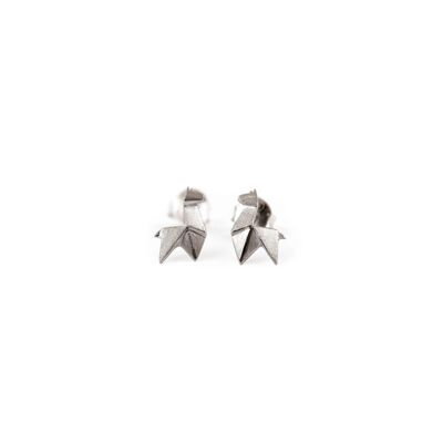 Rhodium silver origami lama earrings