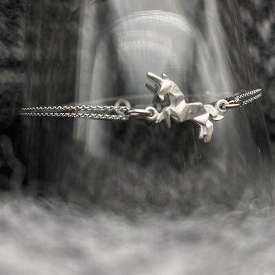 Bracciale unicorno origami in argento rodiato