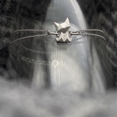 rhodium silver origami cat bracelet