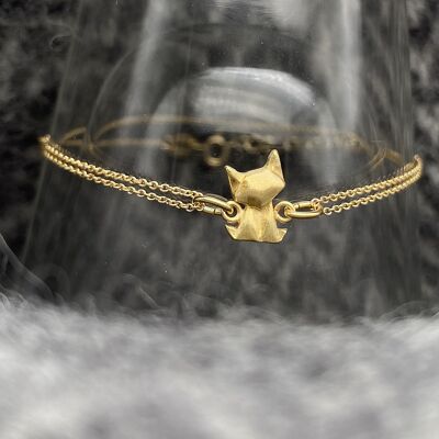 bracelet chat origami argent doré