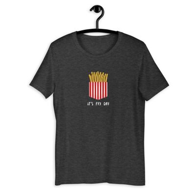 "It's Fry Day" Short Sleeve Unisex T-Shirt - Dark Gray Heather 2XL