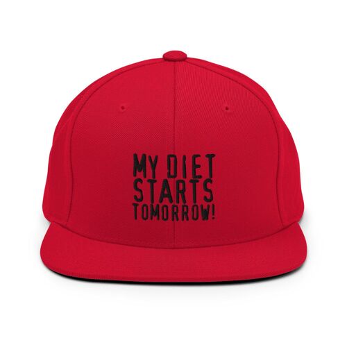"My Diet Starts Tomorrow" Snapback-Cap - Rot