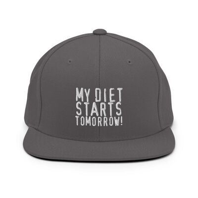 Gorra Snapback "Mi dieta empieza mañana" - Gris oscuro