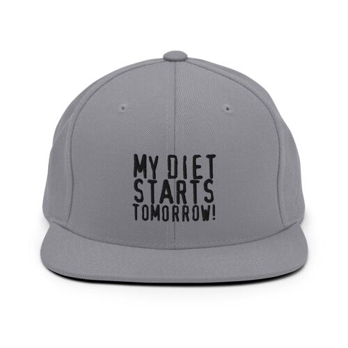 "My Diet Starts Tomorrow" Snapback-Cap - Silber