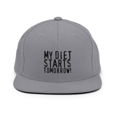 "My Diet Starts Tomorrow" Snapback-Cap - Silber