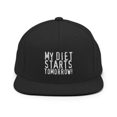 "My Diet Starts Tomorrow" Snapback-Cap - Schwarz