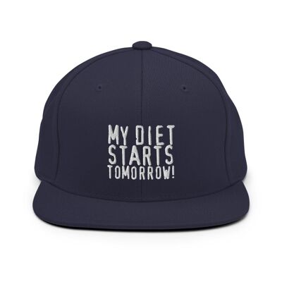 Gorra Snapback "Mi dieta empieza mañana" - Azul marino