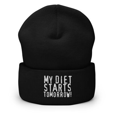 "My Diet Starts Tomorrow" Beanie - Schwarz