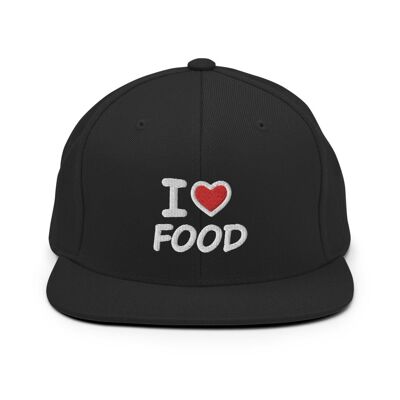 Gorra Snapback "I Love Food" - Negro