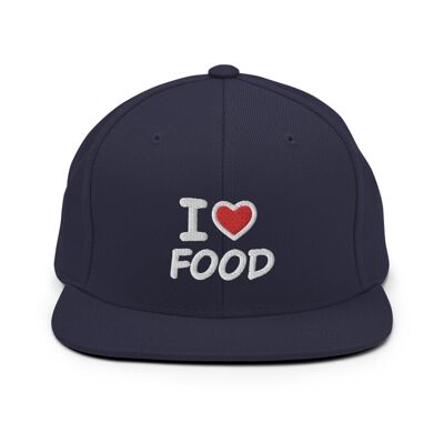 Gorra Snapback "I Love Food" - Azul marino